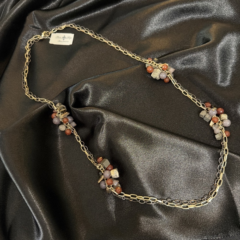 Vintage Semi-Precious Stone Cluster Stein Blye Necklace RARE New Old Stock